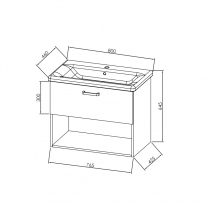 Set mobilier suspendat si lavoar Kolpasan, Evelin, 80 cm, gri antracit